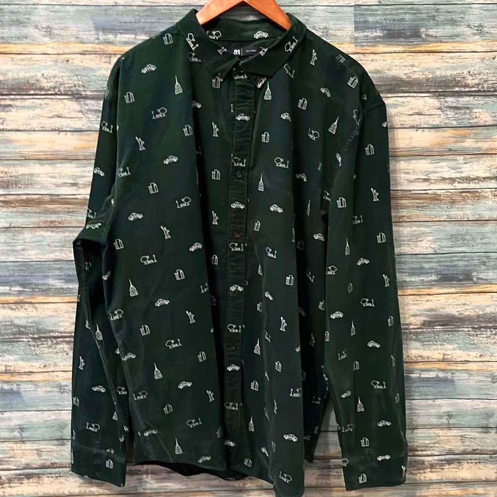 Simons hunter green long sleeve button up shirt size XXL